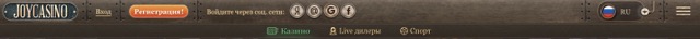 Официальная панель Joycasino